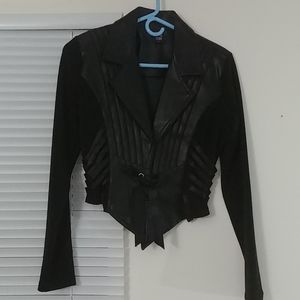 Vintage faux leather accented jacket